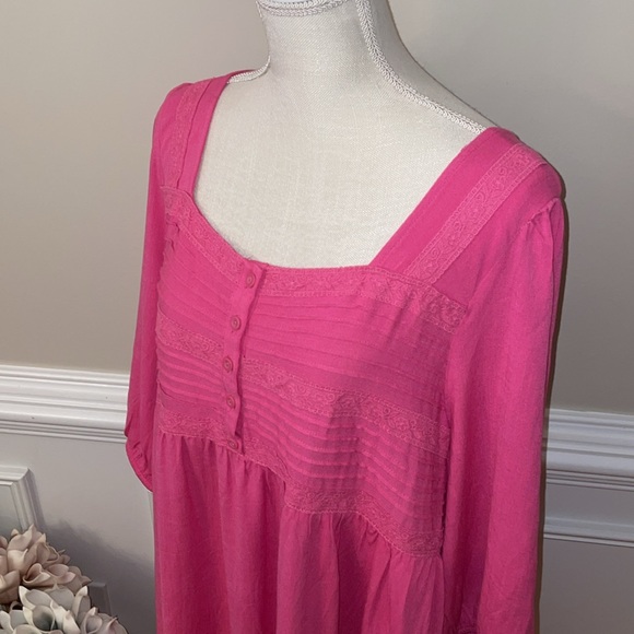 Torrid Pink Mini Rayon‎ Slub Pintuck Neck Skater Dress Size 2X (18-20) NWT - Picture 5 of 14